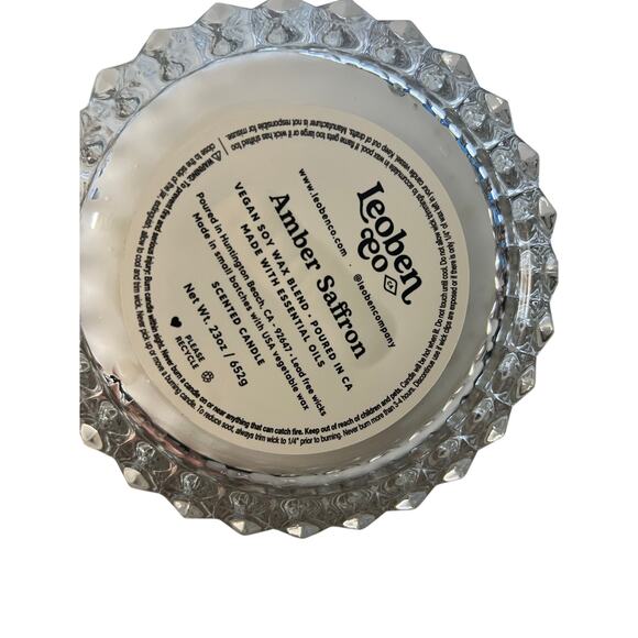 LEOBEN CO. AMBER SAFFRON 23 OZ GLASS JAR WITH LID 3 WICK - Picture 2 of 4